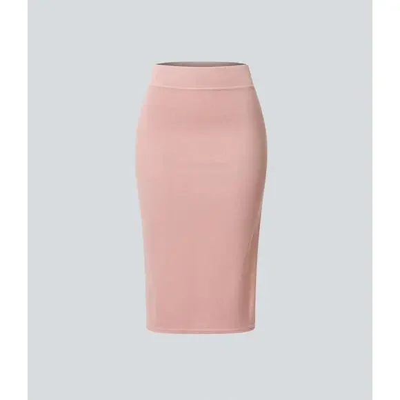 NWT Halara Ribbed High Waisted Bodycon Midi Casual Skirt Mellow Rose Medium - Picture 6 of 15